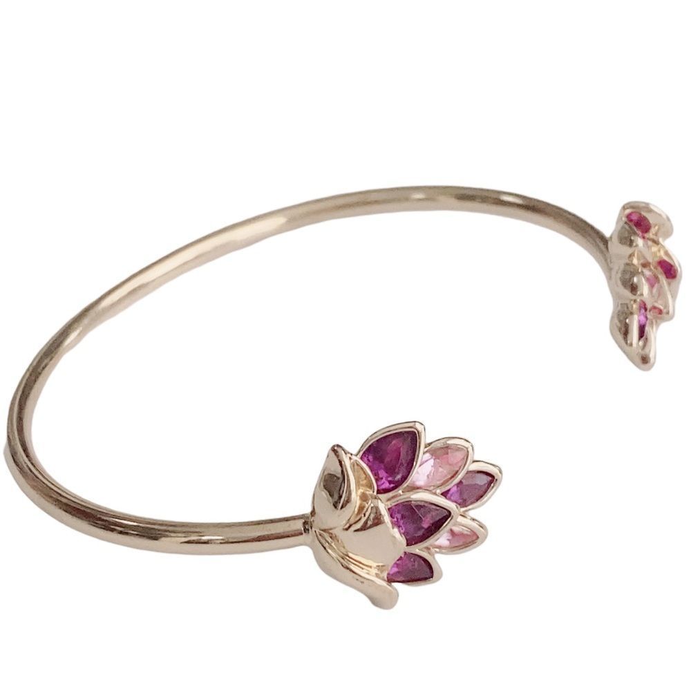 Gold Tone Purple Faux Amethyst Open Bangle Bracelet